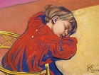 Vanha kuva vuodelta 1904 "Nukahtanut tyttö"