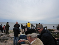 Kunnialaukausten seuraajia Kuivasaaren kallioilla.