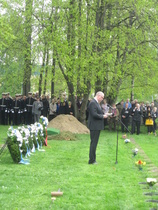 Eduskunnan puhemies Eero Heinäluoma puhui tilaisuudessa.