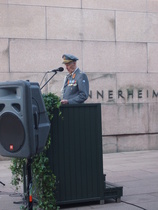 Kenraalimajuri Sami Sihvo puhui tilaisuudessa.