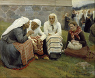 Albert Edefeltin vuonna 1887 maalaama taulu "Ruokolahden eukkoja kirkonmäellä"