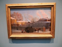 Wrightin veljekset maalasivat myös maisemia. Tässä Annankatu 15 kylmänä talviaamuna Helsingissä. Magnus von Wright 1868