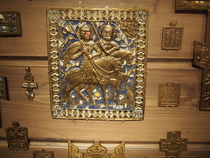 Harvinainen ikoni, jossa on kaksi ratsumiestä.