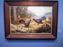 Ferdinand von Wrightin Taistelevat metsot 1886 on ollut kopiona monessa suomalaiskodissa. 