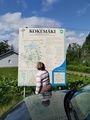 Matkalla pysähdyttiin välillä katsomaan Kokemäen karttaa.