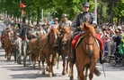 Hevosvetoista tykistöä paraatissa Lappeenrannassa